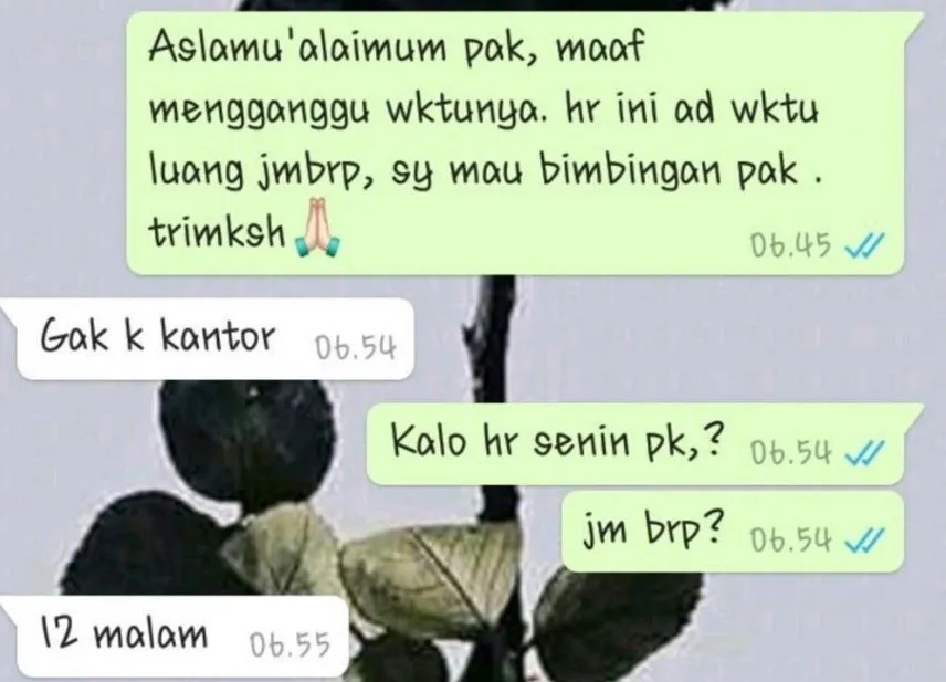 chat lucu mahasiswa akhir dengan dosen pembimbing Berbagai sumber