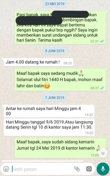 chat lucu mahasiswa akhir dengan dosen pembimbing Berbagai sumber