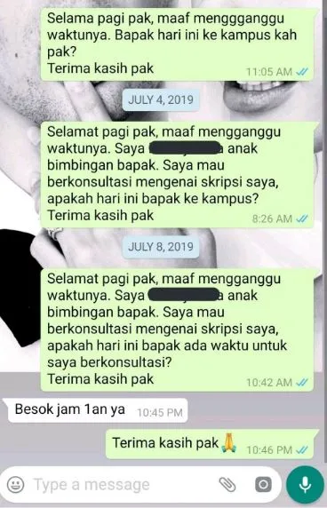 chat lucu mahasiswa akhir dengan dosen pembimbing Berbagai sumber