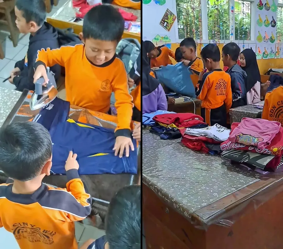 guru olahraga ajarkan murid nyetrika dan lipat pakaian © 2025 TikTok guru olahraga ajarkan murid nyetrika dan lipat pakaian © 2025 TikTok