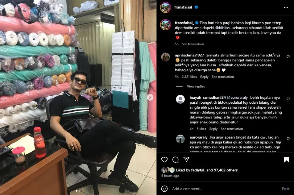 pesan bibi ardiansyah untuk frans faisal © 2025 Instagram pesan bibi ardiansyah untuk frans faisal © 2025 Instagram