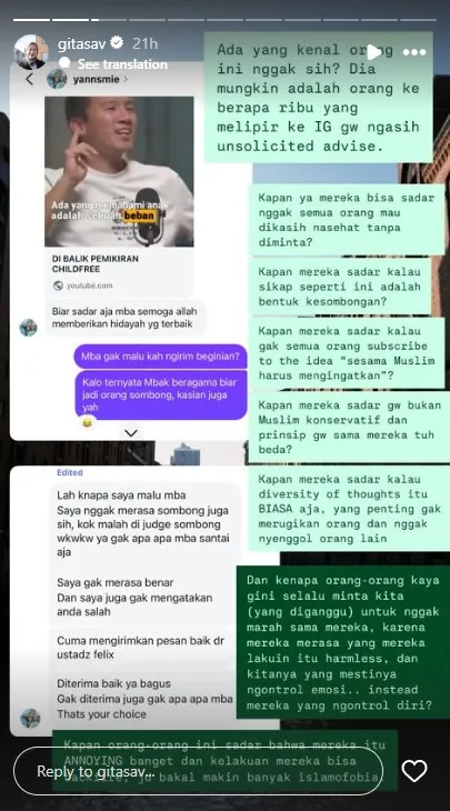 gitasav stres diceramahi soal childfree © 2025 Instagram