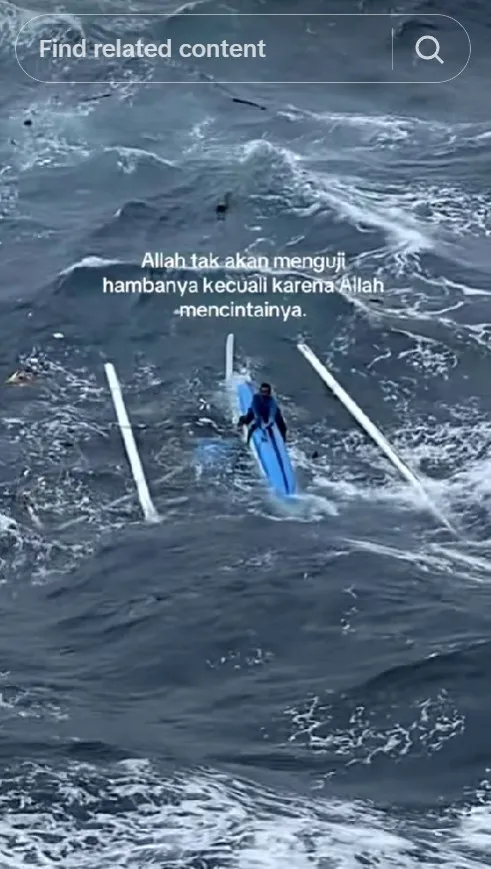 potret nelayan terombang-ambing di laut © TikTok
