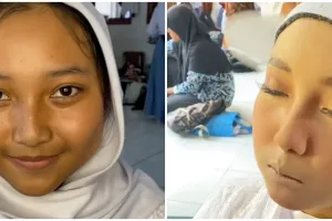 Ujian praktik menikah, Transformasi siswi SMA di makeup ala pengantin Sunda ini hasilnya panen pujian