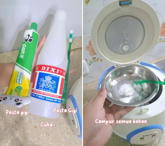 bersihkan dasar rice cooker berkerak © 2025 TikTok