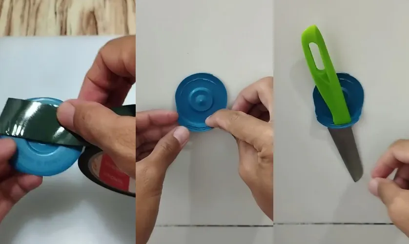 bikin wadah pisau dari tutup botol bekas © YouTube