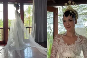 Detail gaya klasik Luna Maya saat dinikahi Maxime Bouttier, memesona pakai kebaya rancangan Eddy Betty