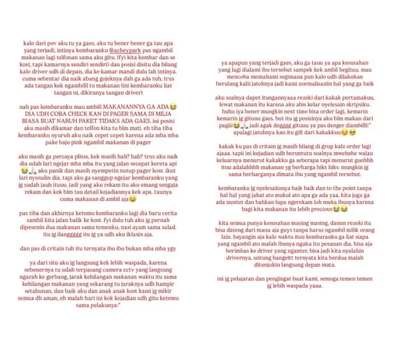 Viral kisah wanita tak terima makanannya dicolong © Instagram