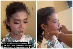 Tak puas sebab makeup luntur, MUA ini rias ulang adik pengantin dalam 15 menit, hasilnya bikin melongo