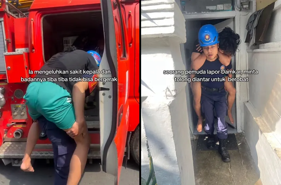 Pria panggil damkar untuk antar ke rumah sakit © 2025 TikTok Pria panggil damkar untuk antar ke rumah sakit © 2025 TikTok