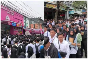 Viral ribuan pencari kerja di Cianjur membludak demi melamar di toko ritel, rela antre dari pagi