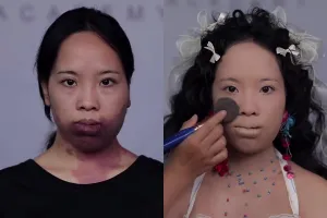 Transformasi cewek pakai riasan ala Douyin makeup ini auto tampil menawan bak boneka Barbie