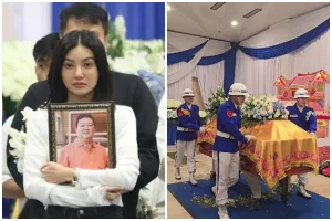 9 Potret ketegaran Sarwendah melepas kepergian ayah, genggam erat foto mendiang saat prosesi kremasi