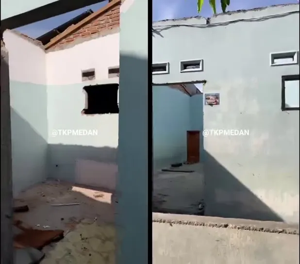 Rumah kontrakkan dirampok penyewa sisakan tembok © 2025 Facebook