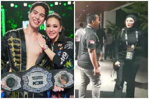 Saling dukung El Rumi tanding tinju, ini 7 potret Mulan Jameela keciduk salaman dengan Maia Estianty