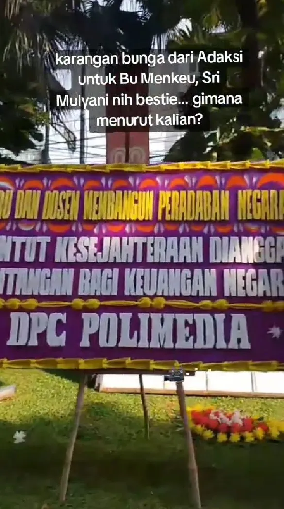 Sri Mulyani dapat karangan bunga protes © TikTok