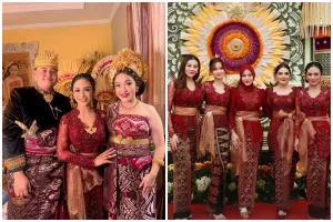 9 Potret keluarga Krisdayanti dan Ashanty hadiri pernikahan kakak Sarah Menzel, kompak berbusana Bali