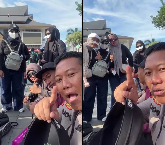Polisi ajak sekeluarga demo DPR © 2025 Instagram