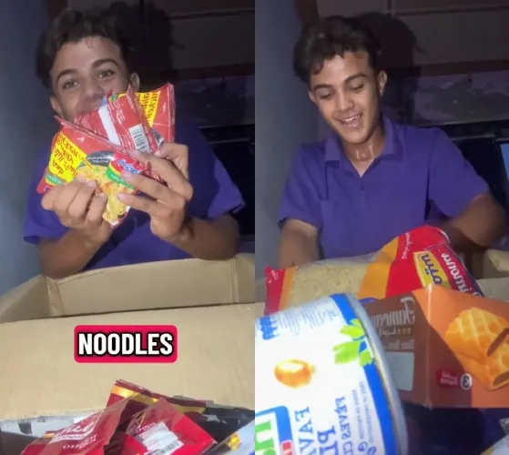 pemuda Palestina ini bagikan momen unboxing © TikTok pemuda Palestina ini bagikan momen unboxing © TikTok