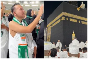 9 Potret Ruben Onsu perdana sampai di Ka'bah, berderai air mata saat cium Hajar Aswad
