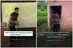 Kisah guru honorer dibayar Rp10 ribu per hari tetap semangat ngajar meski sakit parah, tuai simpati