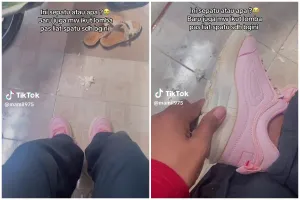 Momen kocak wanita mau lomba tapi malah dibikin shock sama sepatu sendiri, warganet sebut 'kasut brem'