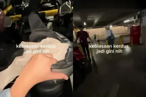 Detik-detik wanita ini bikin ketawa ngik ngik usai lepas helm, malunya sampai ke ubun-ubun