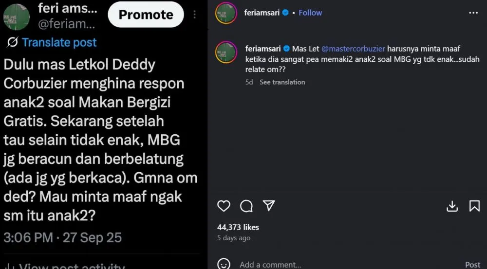 Deddy Corbuzier minta maaf soal MBG © berbagai sumber Deddy Corbuzier minta maaf soal MBG © berbagai sumber