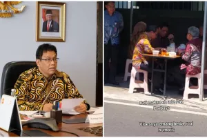 7 Potret Menkeu Purbaya jajan penyetan di pinggir jalan bareng pegawai, tanggapannya bikin salut