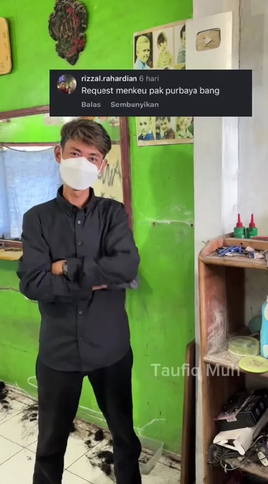 tukang cukur bikin wajah Purbaya © TikTok tukang cukur bikin wajah Purbaya © TikTok