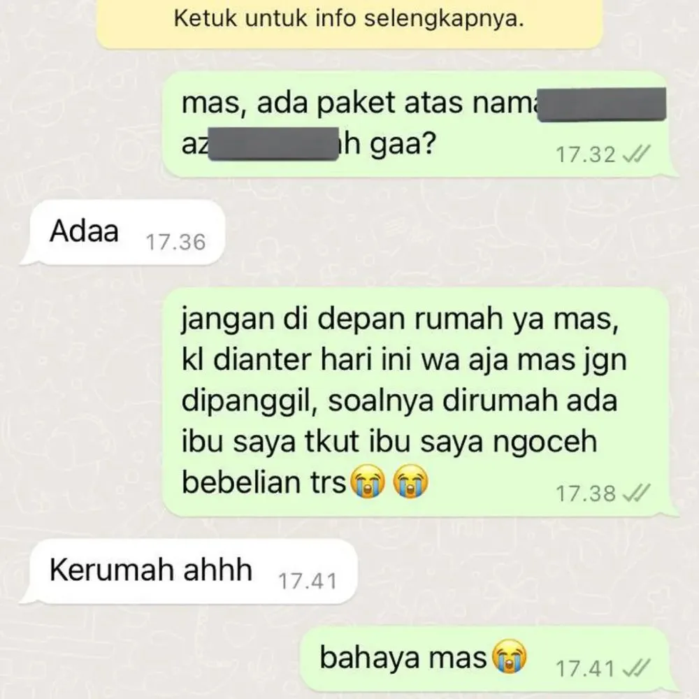 chat kurir ajak pelanggan bercanda © berbagai sumber chat kurir ajak pelanggan bercanda © berbagai sumber