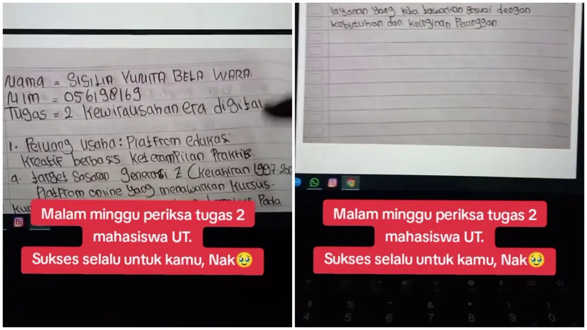 Tak punya laptop, mahasiswa ini kerjakan tugas pakai tulisan tangan, pesannya untuk dosen bikin haru