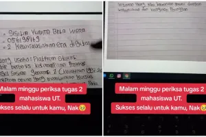 Tak punya laptop, mahasiswa ini kerjakan tugas pakai tulisan tangan, pesannya untuk dosen bikin haru