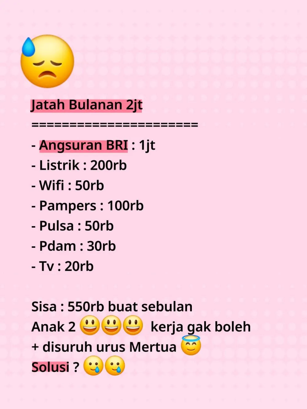 curhatan emak-emak anak dua jatah bulanan © TikTok