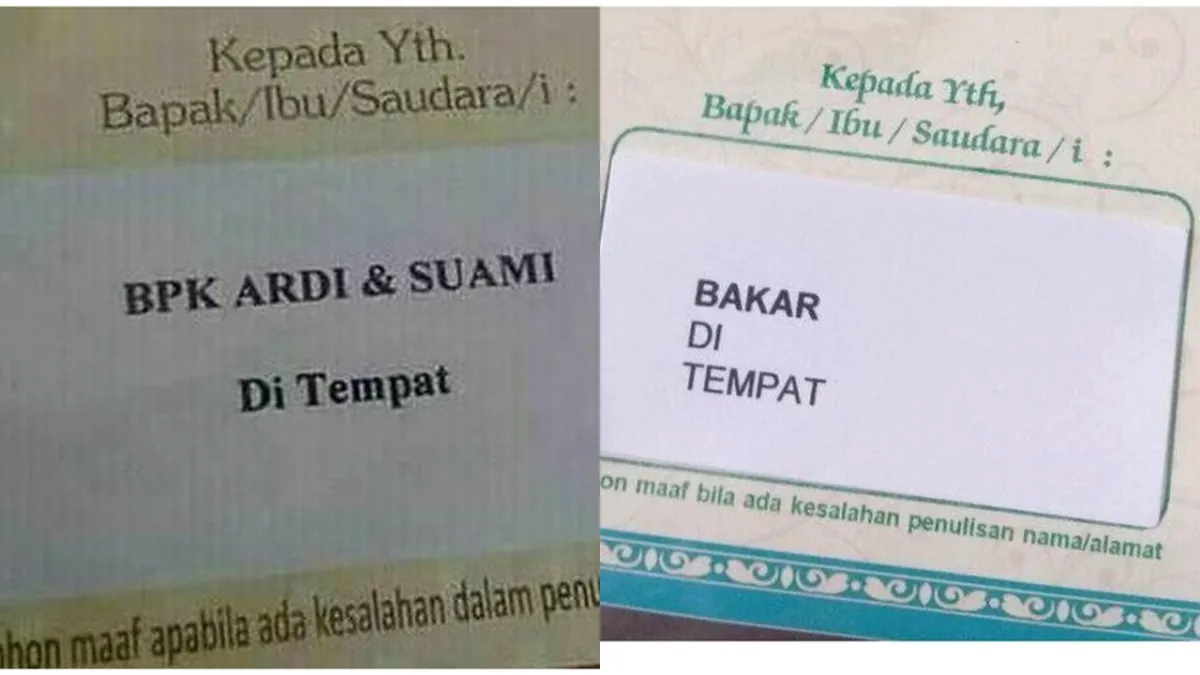 15 Tulisan lucu di undangan pernikahan ini bikin ngakak, ada yang sampai salah tulis nama