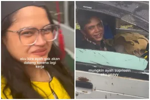 Viral mahasiswa ini wisuda dijemput ayahnya pakai mobil angkot, 7 potretnya bikin mewek