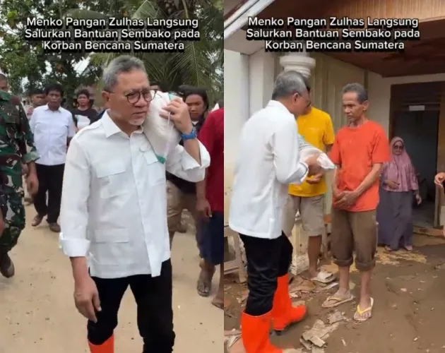 Zulkifli Hasan ke lokasi banjir di Padang © TikTok