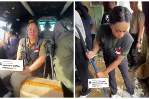 9 Potret Zita Anjani terjun langsung ke lokasi korban banjir Sumatra, gaya ngepel rumah warga viral