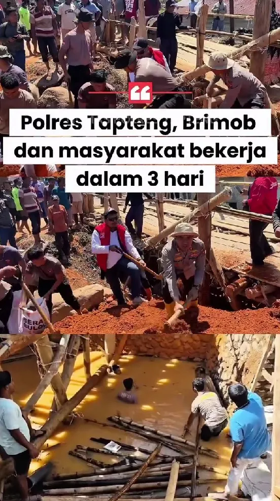 warga Tapanuli gotong royong bangun jembatan © berbagai sumber