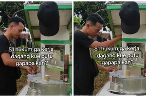 Pria curhat jadi sarjana hukum cumlaude cuma jualan kue putu, balasan komentar netizen bikin terharu