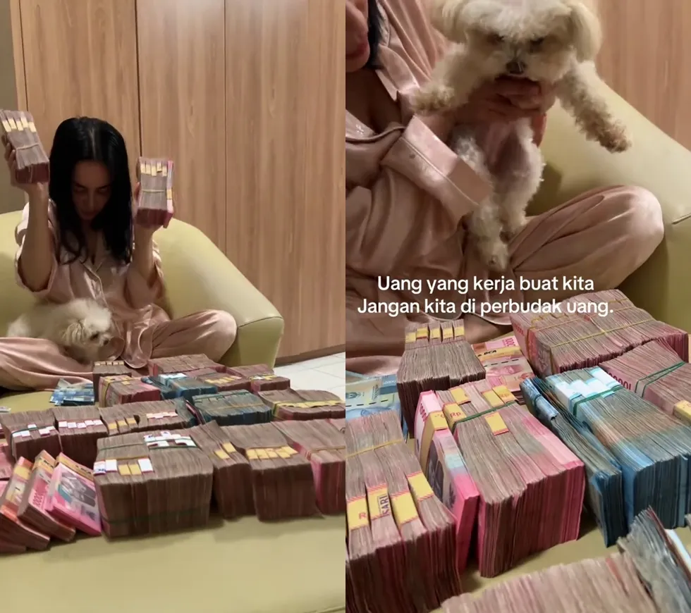 Dearly Joshua pamer tumpukan duit hasil bisnis © 2025 TikTok
