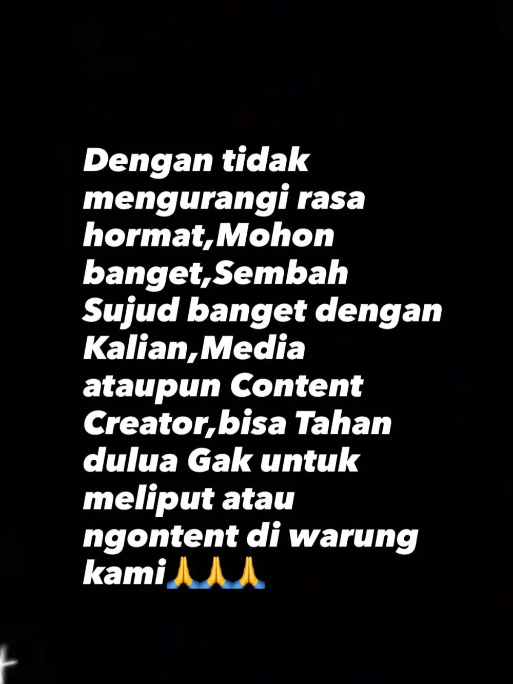 Karina Ranau tolak warung makannya dijadikan konten © Instagram