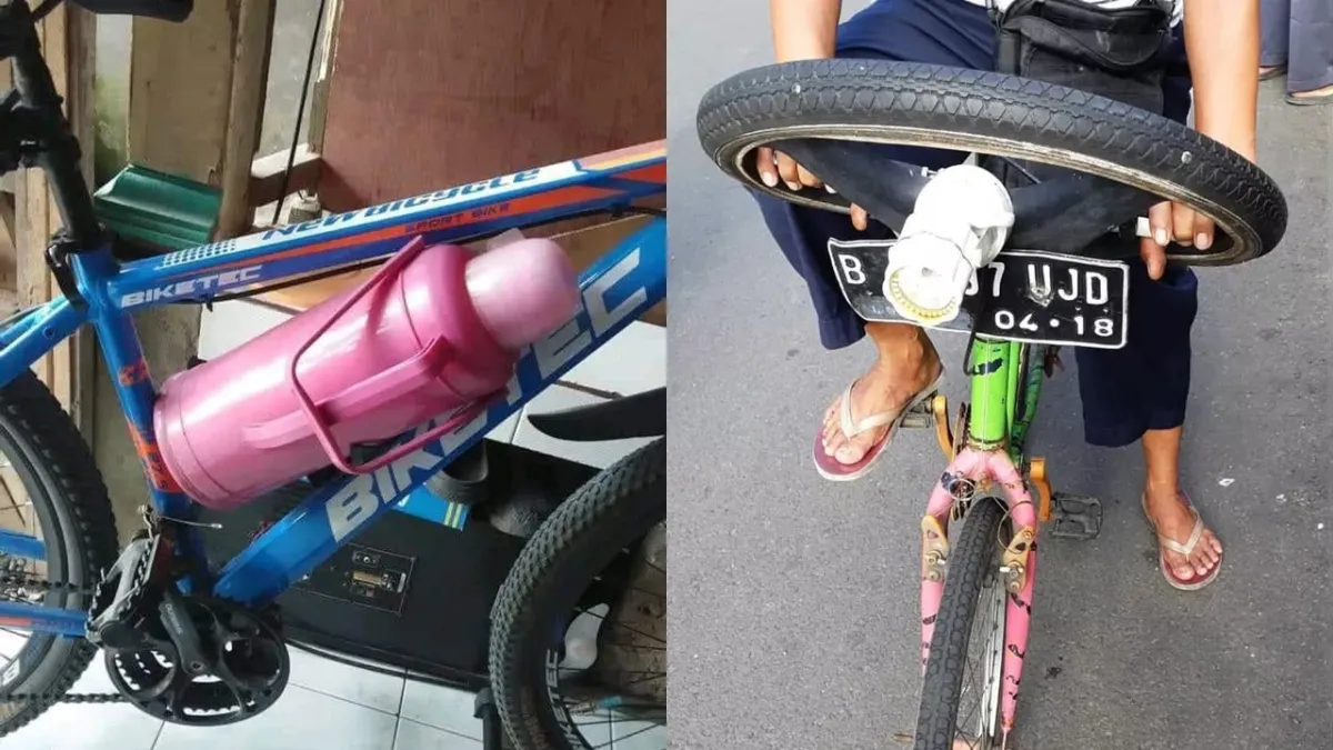 11 Potret sepeda dengan barang nyeleneh, lihat yang bawa termos air pasti geleng kepala