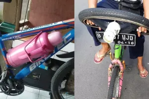 11 Potret sepeda dengan barang nyeleneh, lihat yang bawa termos air pasti geleng kepala