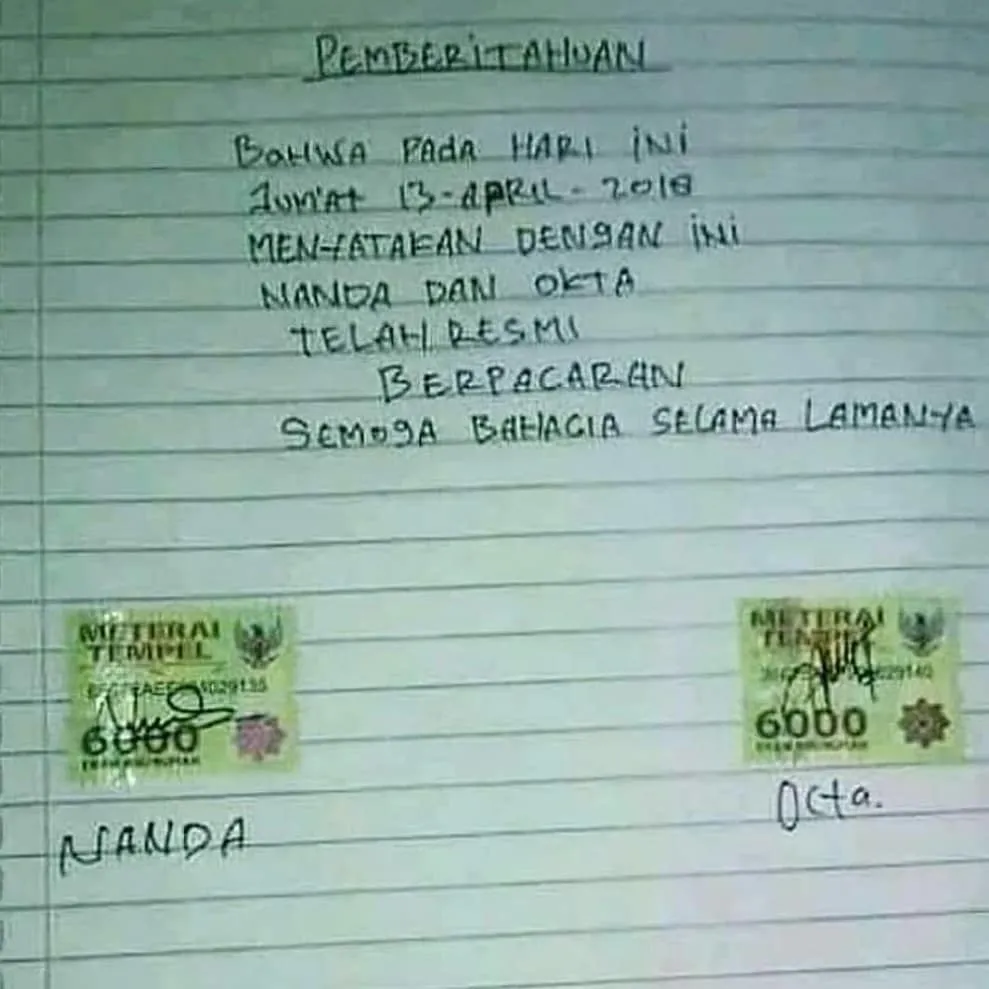 surat bermaterai nyeleneh © berbagai sumber