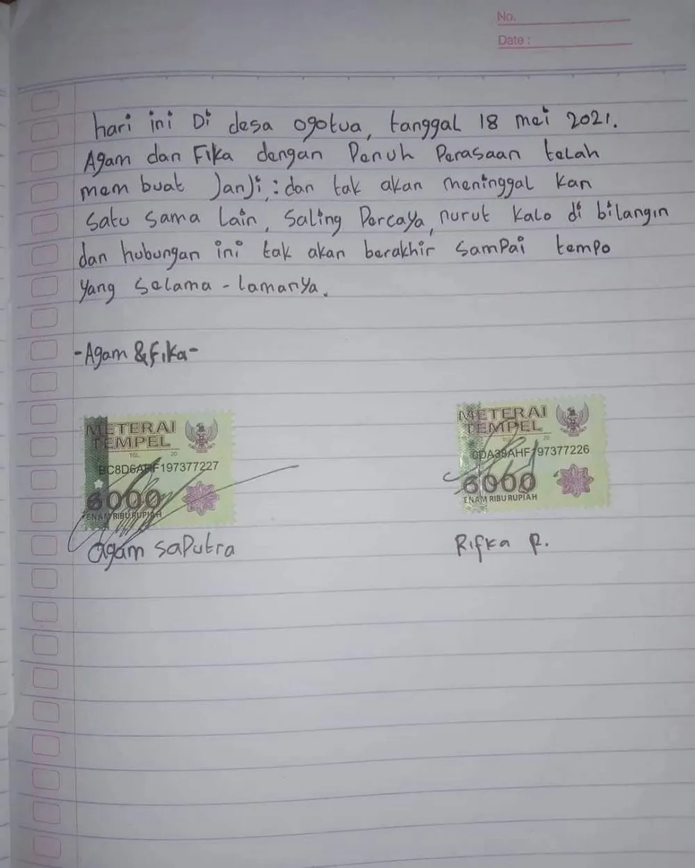 surat bermaterai nyeleneh © berbagai sumber