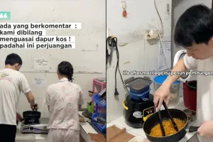 Kisah pasutri muda niat hemat masak di dapur umum kost, malah kena nyinyir menguasai tempat