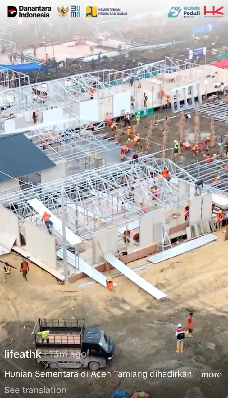 Huntara Aceh Tamiang TikTok/@lifeathk; YouTube/@SekretariatPresiden