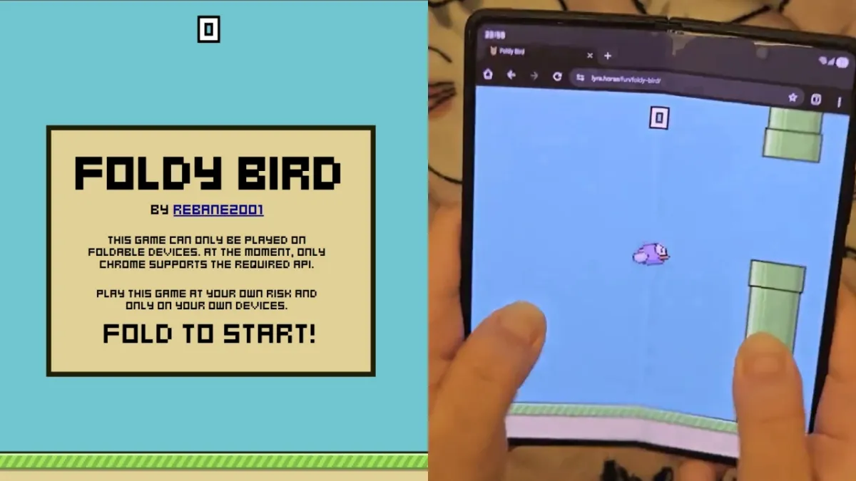 Flappy Bird kembali viral? game versi yang ini cara mainnya unik dengan melipat HP Foldable