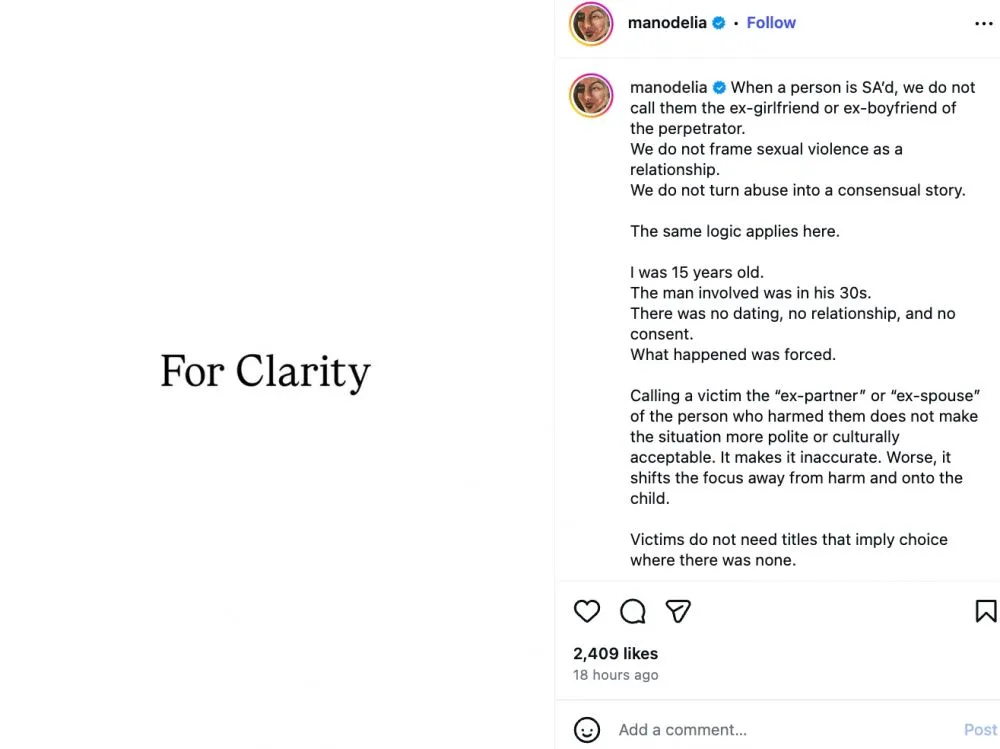 Klarifikasi Manohara Odelia Instagram @andreaschau via Instagram/@manodelia